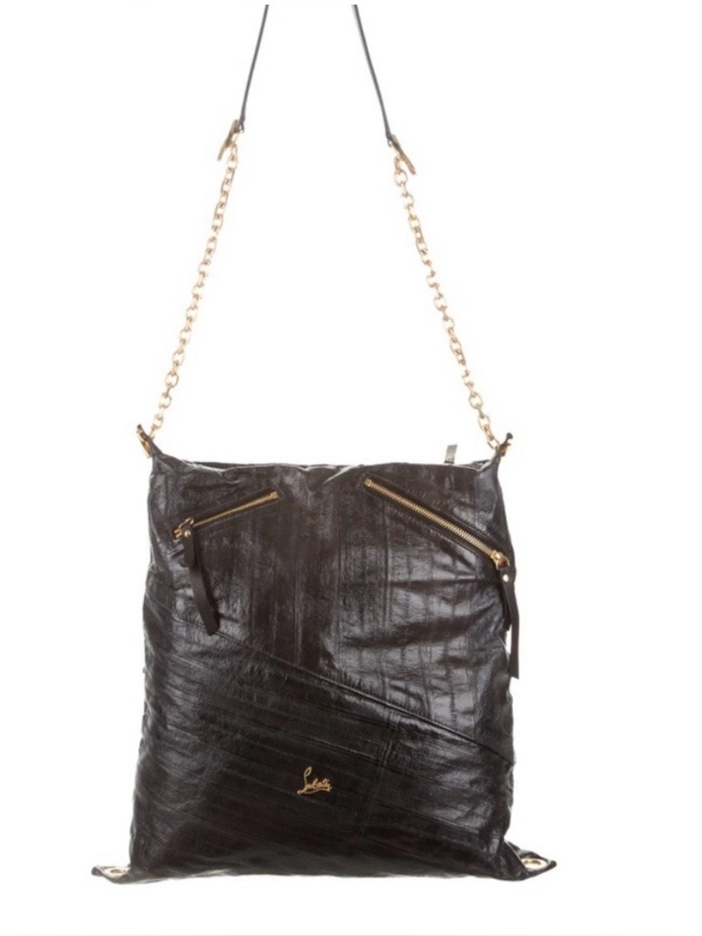 Rare Black eel skin Christian Louboutin Trophe Twist Tote